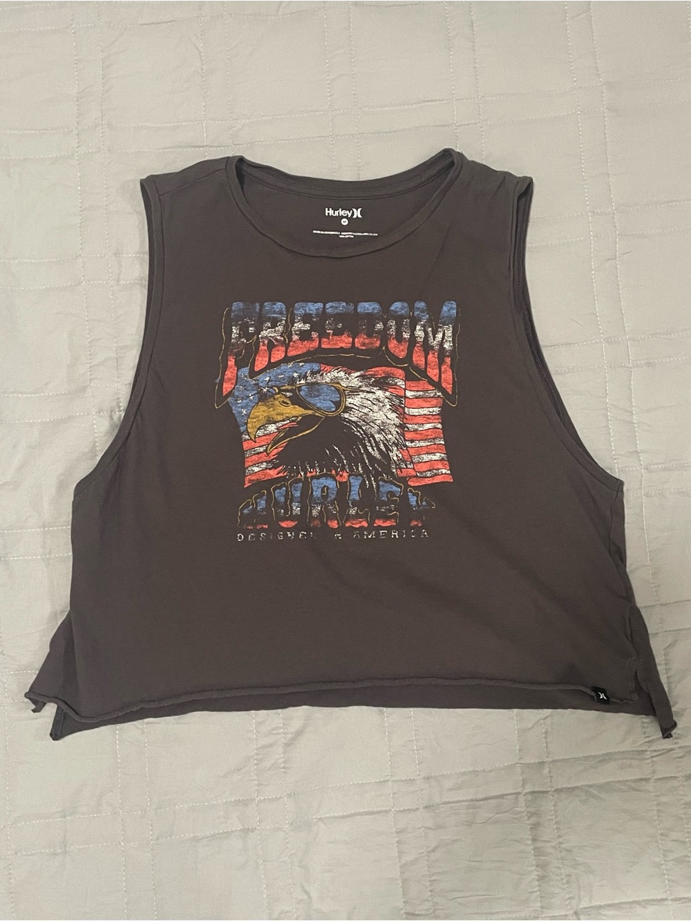 Hurley Freedom Eagle Cropped Muscle Tank Charcoal Grey M